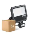 Confezione Multipack 5x Ledvance Proiettore LED Aluminium Nero 41W 6000lm 100D - 840 Bianco Freddo | IP65 - Sensore di Movimento e Luce - Simmetrico